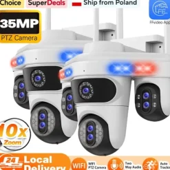 Hot Övervakningskamera, 10X optisk zoom, nattseende,2Pcs Vit Kamera, EU Kontakt Säkerhetsmonitorer & Videokameror