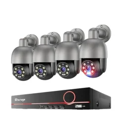 New Övervakningskamerasystem, 8-kanal, Fullfärgs nattseende,8CH 4 Kamera 5MP, 3T(utomhusaktiviteter) Säkerhetsmonitorer & Videokameror