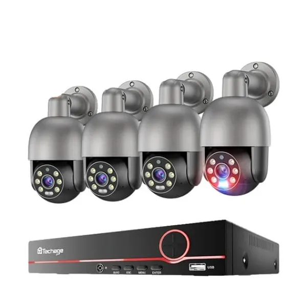 New Övervakningskamerasystem, 8-kanal, Fullfärgs nattseende,8CH 4 Kamera 5MP, 3T(utomhusaktiviteter) Säkerhetsmonitorer & Videokameror