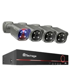 Övervakningskamerasystem, 8-kanal, Tvåvägskommunikation,8CH 4PCS 8MP KAMERA, Ingen inbyggd HDD