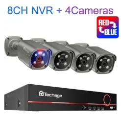 Övervakningskamerasystem, 8-kanal, Tvåvägskommunikation,8CH 4PCS 8MP KAMERA, Ingen inbyggd HDD