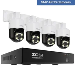Övervakningskamerasystem, 5MP upplösning, färgnattseende, AI-baserad människa- och fordonsdetektering,Ingen, 5MP 4PCS Kameror