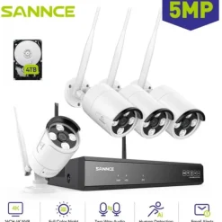 New Övervakningskamerasystem, 5MP upplösning, smart nattseende,4ST-a Säkerhetsmonitorer & Videokameror