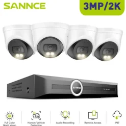 Övervakningskamerasystem, 3MP upplösning, PoE aktiverad,Ingen-a, 8CH NVR 4Pcs Kamera-a