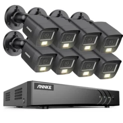 Outlet Övervakningskamerasystem, 5MP upplösning, väderbeständig design,8CH DVR 8Pcs Kit, 1T Säkerhetsmonitorer & Videokameror