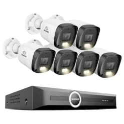 Övervakningskamerasystem, 3MP upplösning, PoE aktiverad,Ingen, 8CH NVR 6Pcs Kamera-b Säkerhetsmonitorer & Videokameror