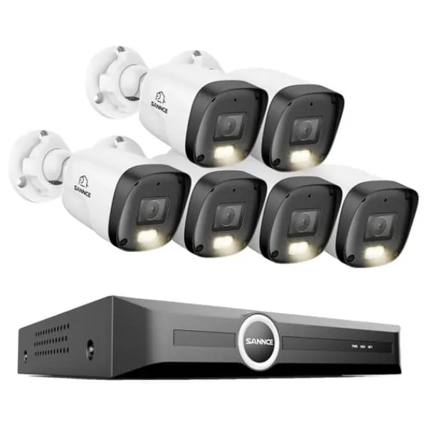 Övervakningskamerasystem, 3MP upplösning, PoE aktiverad,Ingen, 8CH NVR 6Pcs Kamera-b Säkerhetsmonitorer & Videokameror