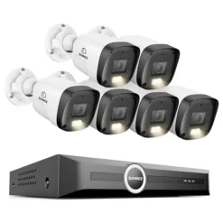 Övervakningskamerasystem, 3MP upplösning, PoE aktiverad,1T, 8CH NVR 6Pcs Kamera-a