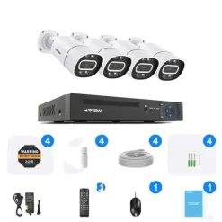 Övervakningskamerasystem, 8MP upplösning, PoE-teknik,2T, 8MP 4PCS Kamera