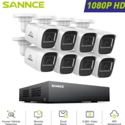 Outlet Övervakningskamerasystem, 1080p Full HD, Nattseende upp till 100 fot,1T, 8st cam Säkerhetsmonitorer & Videokameror