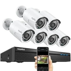 Övervakningssystem för CCTV, 5MP NVR-kit, utomhusvattentät IP-kamera, 2T, 6 st kameror