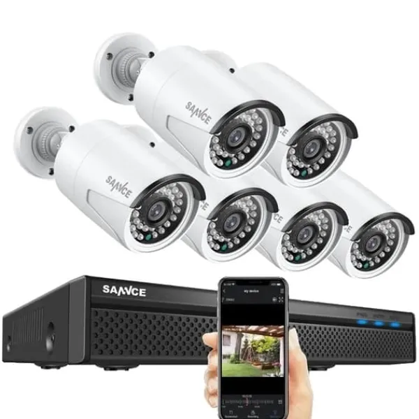 Övervakningssystem för CCTV, 5MP NVR-kit, utomhusvattentät IP-kamera, 2T, 6 st kameror