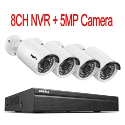 Övervakningssystem med CCTV, 5MP/3MP upplösning, IP66 vattentät, 4 st 5MP, 4T