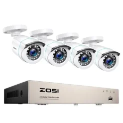 Övervakningssystem med CCTV-videokamera, 1080P upplösning, vattentät nattsyn., 2T, 4cams Vit