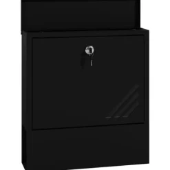 Väggbrevlåda med lock och lås, kopparkärna, stål mörkgrå 30×8,5×32,5 cm Postlådor & Brevlådor