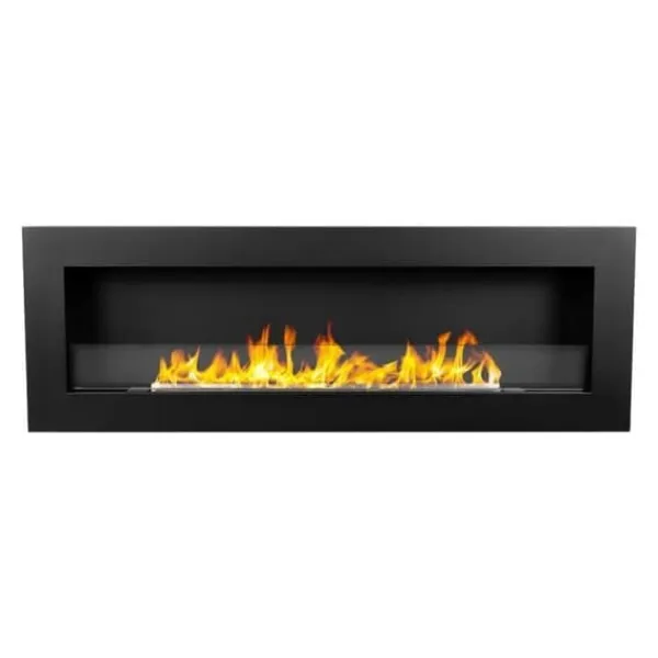 Väggeldstad - Biocamino 120x40 - Svart - Modern design - Lätt att installera