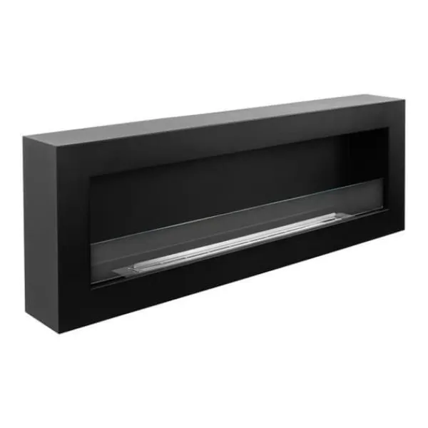 Väggeldstad - Biocamino 120x40 - Svart - Modern design - Lätt att installera