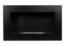 Vägghängd biokamin med glas 65x40x12 cm BOX Flamreglering Mattsvart