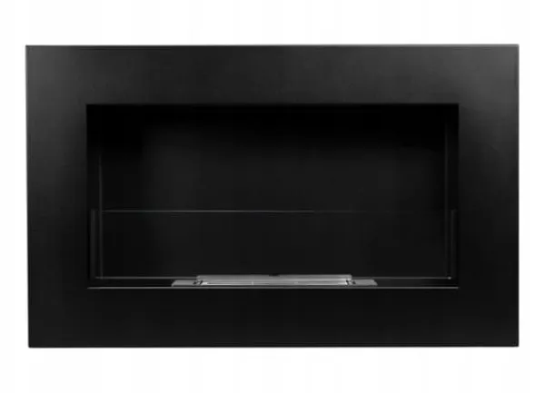 Vägghängd biokamin med glas 65x40x12 cm BOX Flamreglering Mattsvart