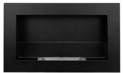 Best Vägghängd biokamin med glas 65x40x12 cm Slim svart strukturerad matt Vedeldade Kaminer