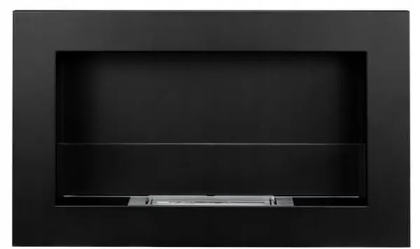 Best Vägghängd biokamin med glas 65x40x12 cm Slim svart strukturerad matt Vedeldade Kaminer
