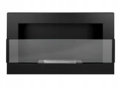 Vägghängd biokamin med glas 65x40x12 cm Flamreglering Mattsvart Vedeldade Kaminer