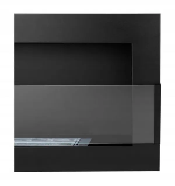 Vägghängd biokamin med glas 65x40x12 cm Flamreglering Mattsvart Vedeldade Kaminer