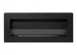 Clearance Vägghängd biokamin med glas 90x40x12 cm Box Svart strukturmatt Vedeldade Kaminer