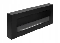 Clearance Vägghängd biokamin med glas 90x40x12 cm Box Svart strukturmatt Vedeldade Kaminer