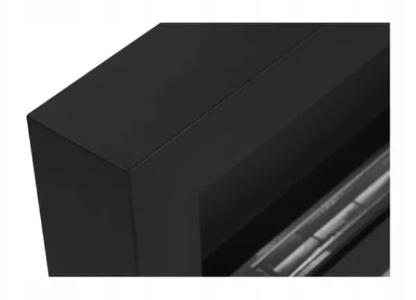 Clearance Vägghängd biokamin med glas 90x40x12 cm Box Svart strukturmatt Vedeldade Kaminer