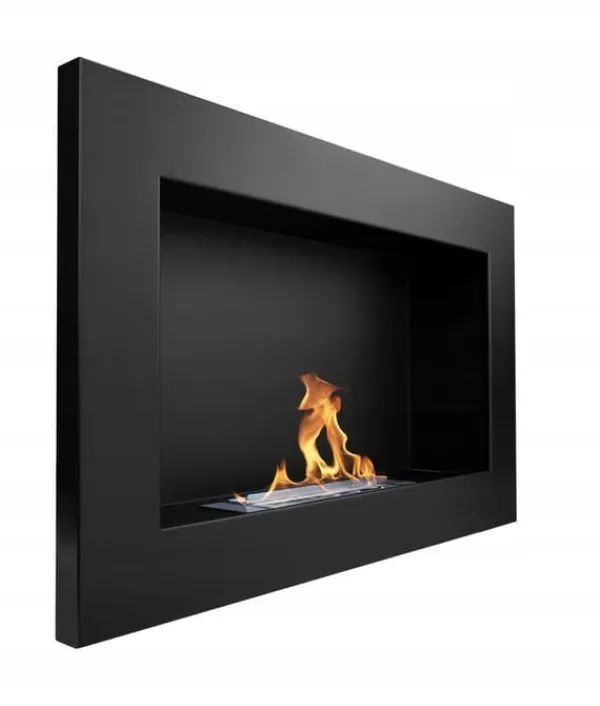 Vägghängd biokamin 65x40x12 cm Flamreglering Svart strukturerad matt