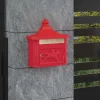 Outlet Väggmonterad Brevlåda Röd 40,5 x 16 x 45 cm Gjutet Aluminium Postlådor & Brevlådor