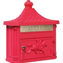 Outlet Väggmonterad Brevlåda Röd 40,5 x 16 x 45 cm Gjutet Aluminium Postlådor & Brevlådor