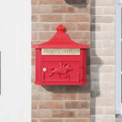 Outlet Väggmonterad Brevlåda Röd 40,5 x 16 x 45 cm Gjutet Aluminium Postlådor & Brevlådor