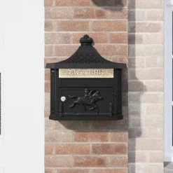 vidaXL Väggmonterad Brevlåda Svart 40,5 x 16 x 45 cm Gjutet Aluminium