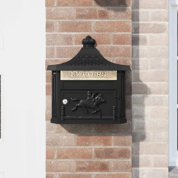 vidaXL Väggmonterad Brevlåda Svart 40,5 x 16 x 45 cm Gjutet Aluminium