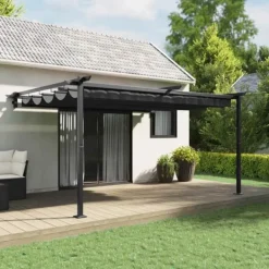 Discount Väggmonterad Gazebo Antracit Stål Valvbågar, Spaljéer, Bersåer & Pergolor