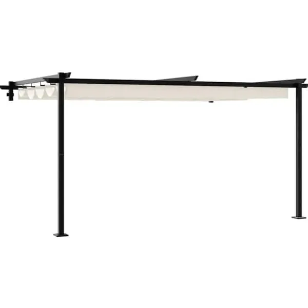 Väggmonterad Gazebo för Utomhusbruk - Utdragbart Solskydd | Färg: Kräm | Storlek: 3x4 m