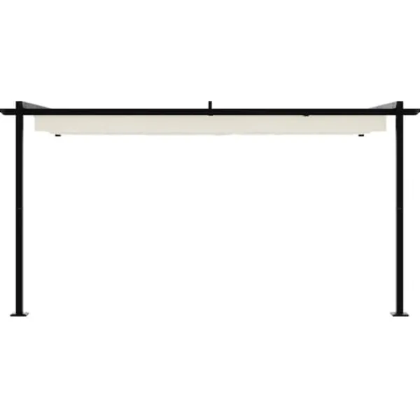 Väggmonterad Gazebo för Utomhusbruk - Utdragbart Solskydd | Färg: Kräm | Storlek: 3x4 m