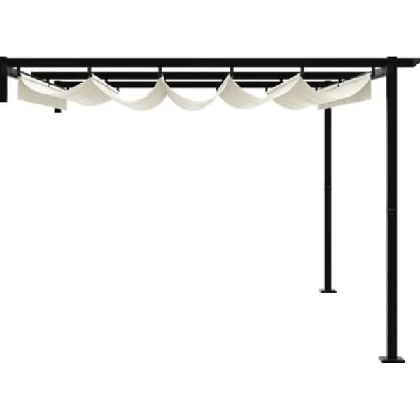 Väggmonterad Gazebo för Utomhusbruk - Utdragbart Solskydd | Färg: Kräm | Storlek: 3x4 m