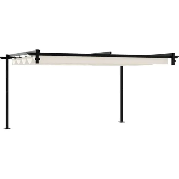 Väggmonterad Gazebo för Utomhusbruk - Utdragbart Solskydd | Färg: Kräm | Storlek: 3x4 m
