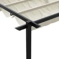 Väggmonterad Gazebo för Utomhusbruk - Utdragbart Solskydd | Färg: Kräm | Storlek: 3x4 m