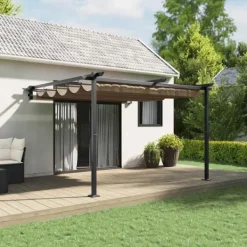vidaXL Väggmonterad Gazebo Taupe Stål