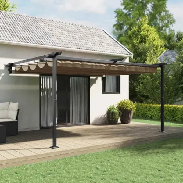 vidaXL Väggmonterad Gazebo Taupe Stål