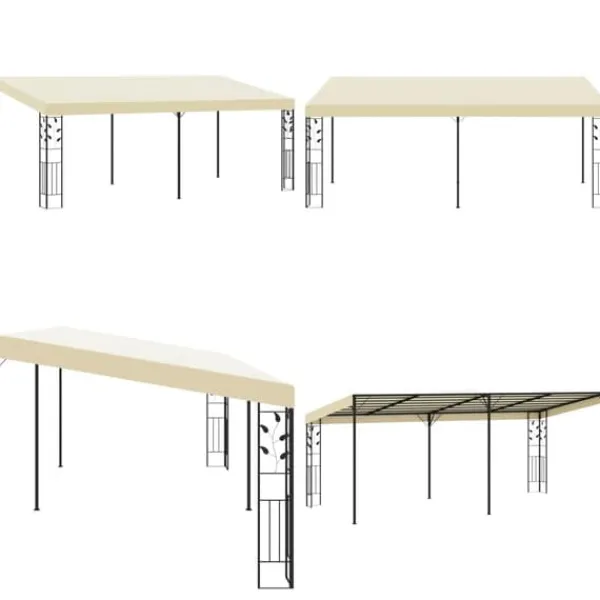 Outlet Väggmonterad paviljong 6x3x2,5 m gräddvit - Solskydd - Sol Skydd - Home & Living Tält & Lusthus