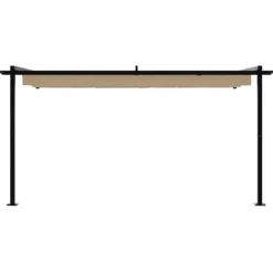 Väggmonterat utdragbart solskydd - Gazebo i Taupe | Storlek: 3 x 4 m | Material: Stål & Polyester