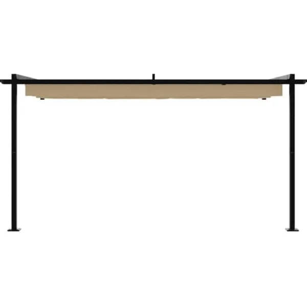 Väggmonterat utdragbart solskydd - Gazebo i Taupe | Storlek: 3 x 4 m | Material: Stål & Polyester