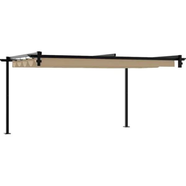 Väggmonterat utdragbart solskydd - Gazebo i Taupe | Storlek: 3 x 4 m | Material: Stål & Polyester