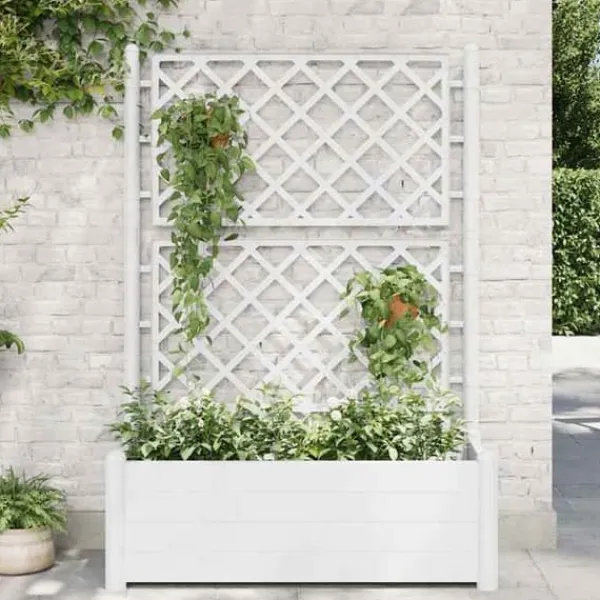 Blomlåda med Spaljé Högbädd Trädgård Blomlåda Växtlåda Utomhus Patio 313983 Planteringsbänkar