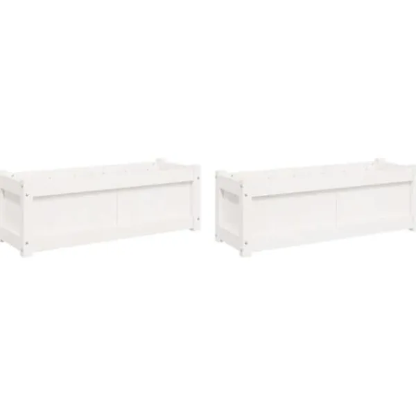 vidaXL Blomlådor 2 st, Höga Sängar, Blomlådor, Växtkrukor, Blomlådor Trädgård Patio Terrass, Vit Trä 837452